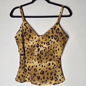 VTG 90s Gantos Leopard Sheer Babydoll Cami Top M Fairycore Boho Festival Y2K